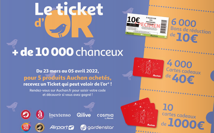 Votre CODE Ticket d'Or Auchan sur jeu.auchan.fr/ticketdor2022
