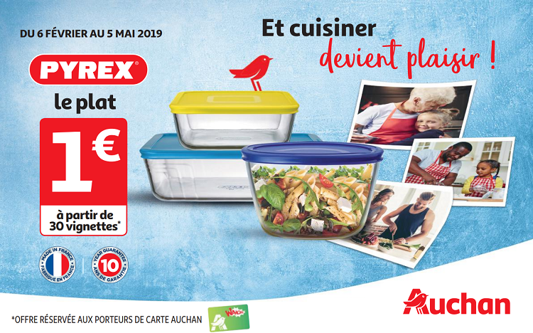 Bon plan: Vignettes Auchan : plat Pyrex à 1€ seulement!